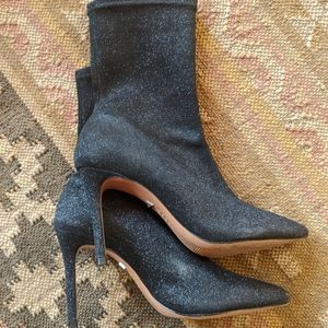Glittery stiletto boots, stretch bootie